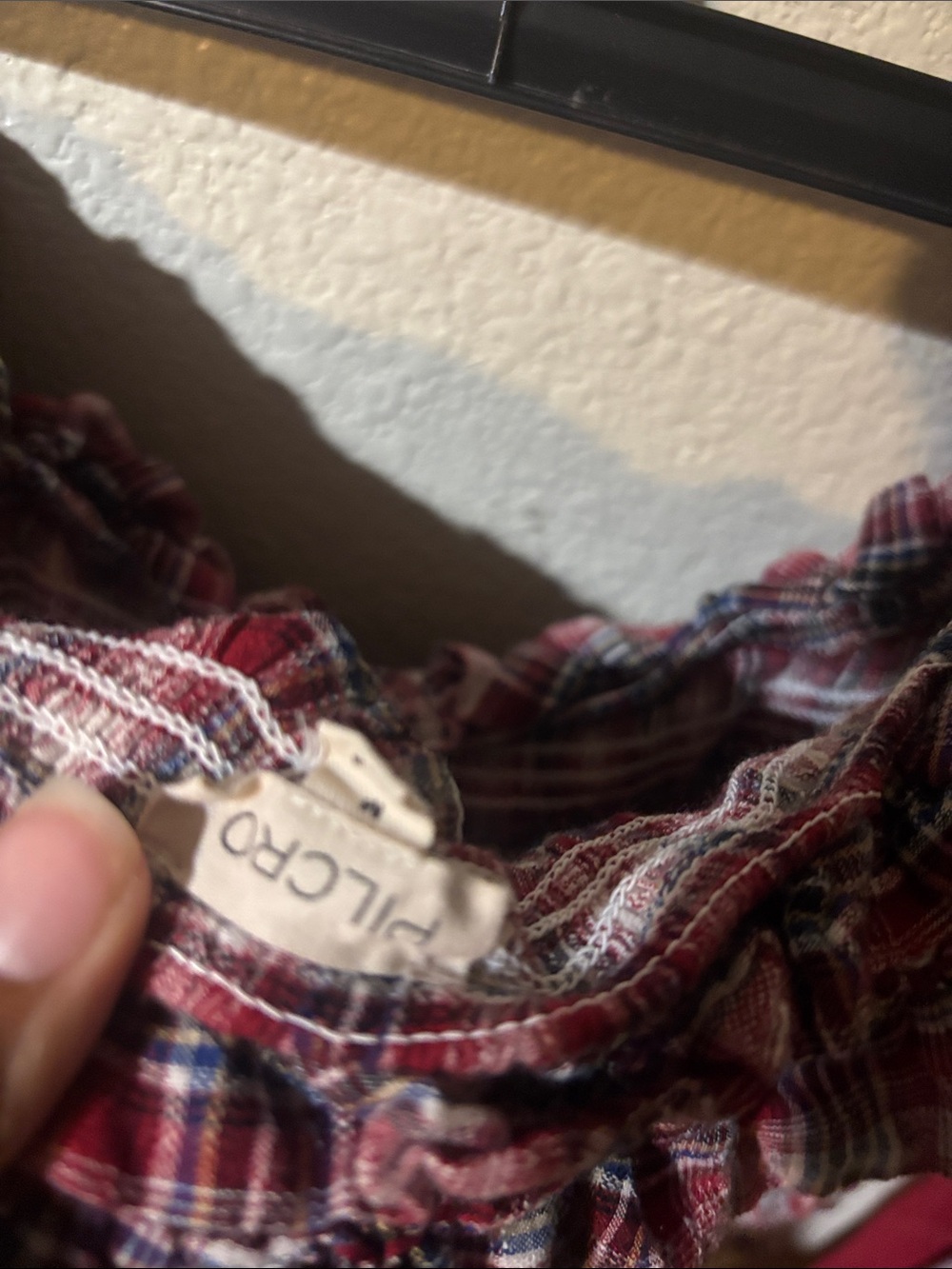 Pilcro Red Plaid Off-Shoulder Ruffle Mini Dress - Picture 3 of 3